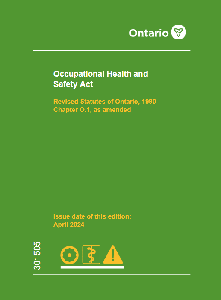 Image of the cover of publication titled Occupational Health and Safety Act (OHSA); April 2024