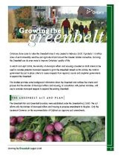 Image of the cover of publication titled  Growing the Greenbelt - Criteria