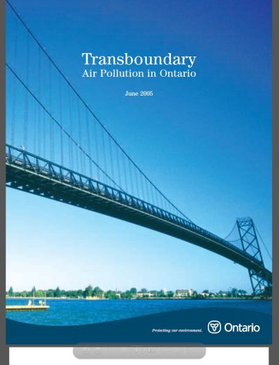 Image of the cover of publication titled  Transboundary Air Pollution in Ontario