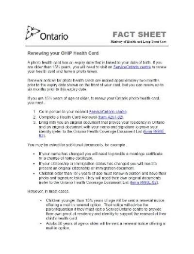 Image of the cover of publication titled  Renewing Your Photo Health Card