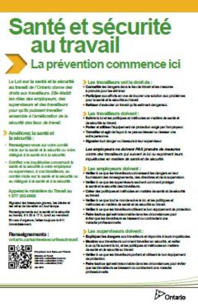 Image of the cover of publication titled  Santé et sécurité au travail - La prévention commence ici