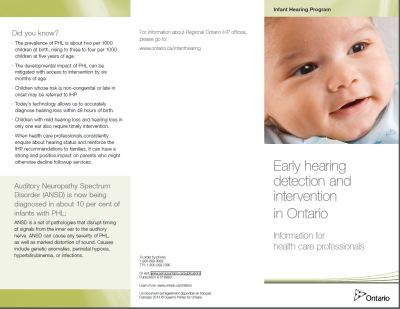 Image of the cover of publication titled  Early hearing detection and intervention in Ontario