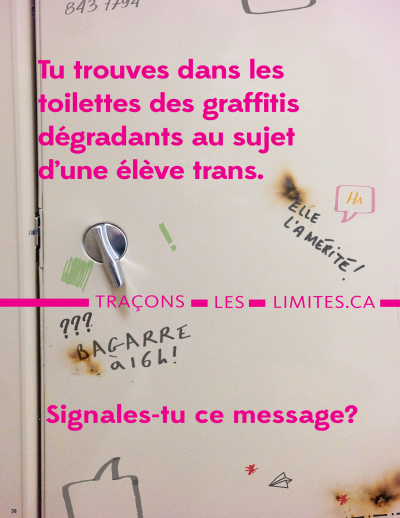 Image de la couverture de la publication intitul&eacute;e 38 - Tu trouves dans les toilettes des graffitis d&eacute;gradants au sujet d