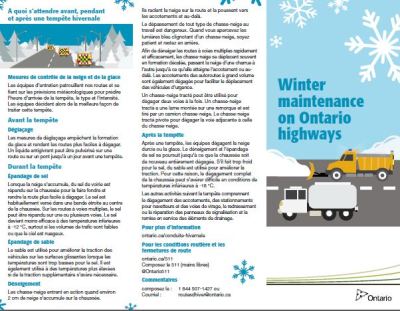 Image of the cover of publication titled  Winter maintenance on Ontario highways