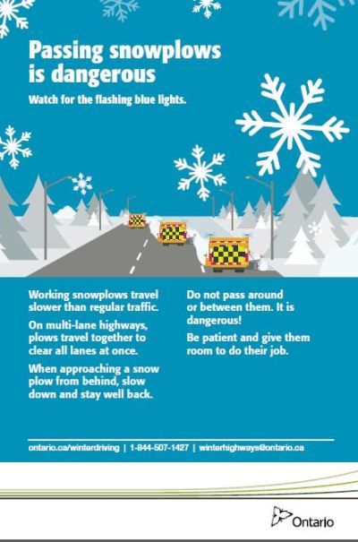 Image of the cover of publication titled  Passing Snowplows is Dangerous (Driving Near Snowplows) Information Card