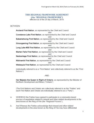 Image of the cover of publication titled  THIS REGIONAL FRAMEWORK AGREEMENT