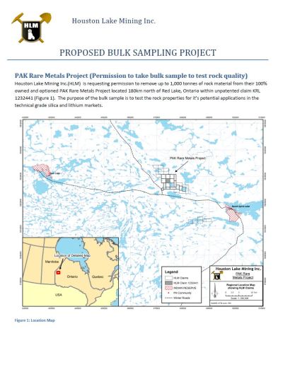 Image of the cover of publication titled  Proposed Bulk Sampling Project