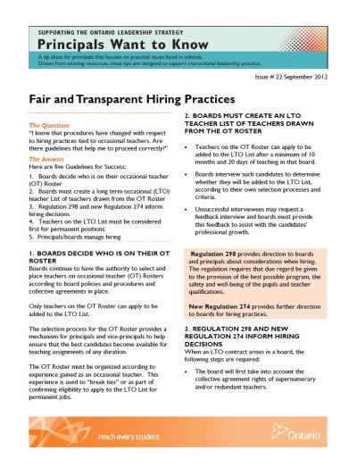 Image of the cover of publication titled  Fair and Transparent Hiring Practices