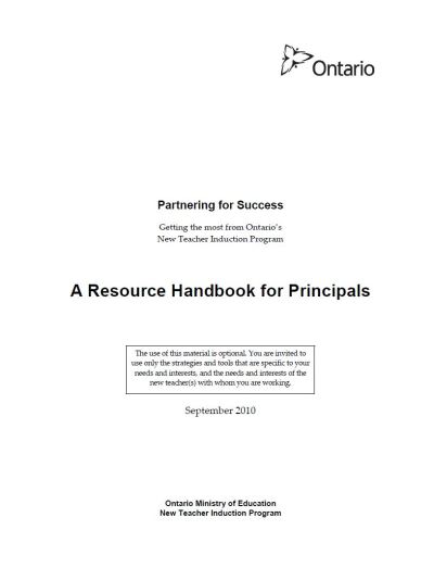 Image of the cover of publication titled  A Resource Handbook for Principals