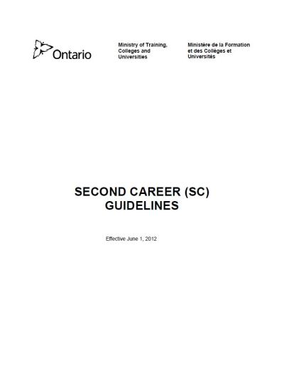 Image of the cover of publication titled  Second Career (SC) Guidelines