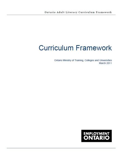 Image of the cover of publication titled  Curriculum Framework