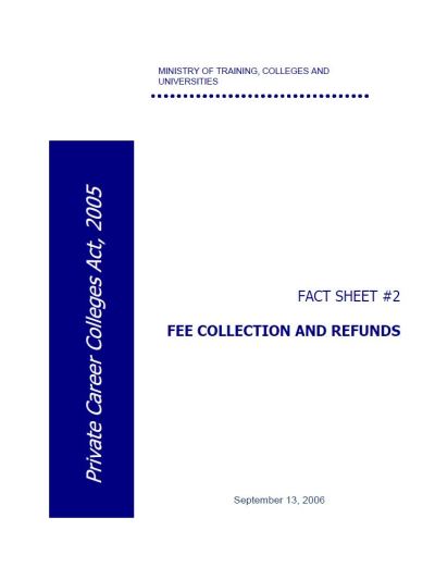 Image of the cover of publication titled  FEE COLLECTION AND REFUNDS