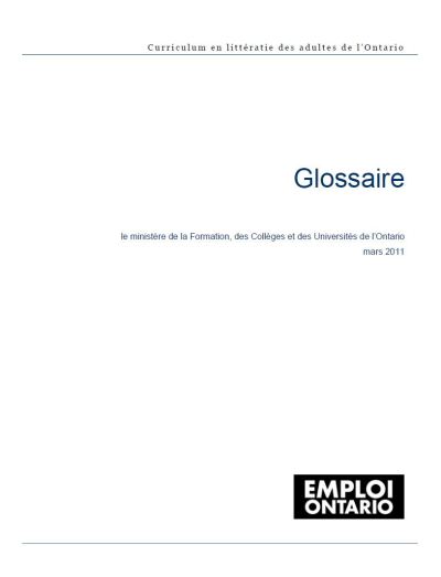 Image of the cover of publication titled  Glossaire