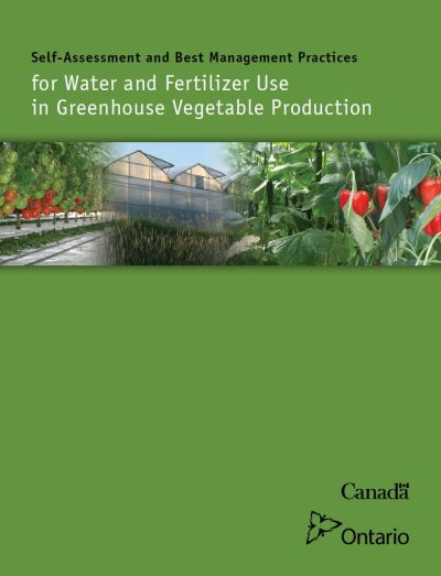Image of the cover of publication titled  Self-Assessment and Best Management Practices for Water and Fertilizer Use in Greenhouse Vegetable Production