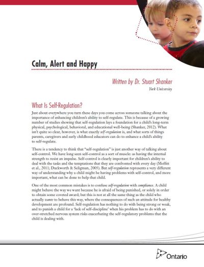 Image of the cover of publication titled  Calm, Alert and Happy