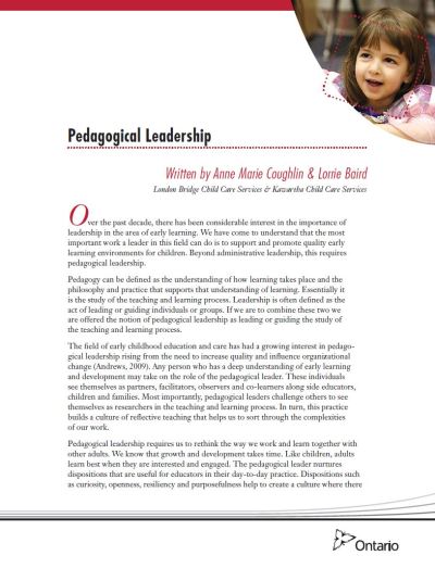 Image of the cover of publication titled  Pedagogical Leadership