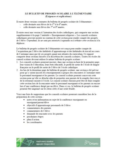 Image of the cover of publication titled  Le bulletin de progres scolaire a l