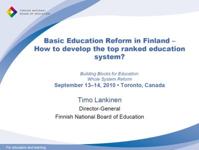 Image of the cover of publication titled  Basic Education Reform in Finland - How to develop the top ranked education system?