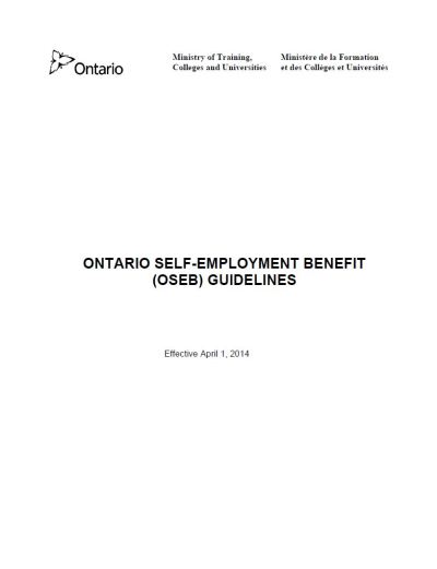 Image of the cover of publication titled  Ontario Self-Employment Benefit Program (OSEB) Guidelines