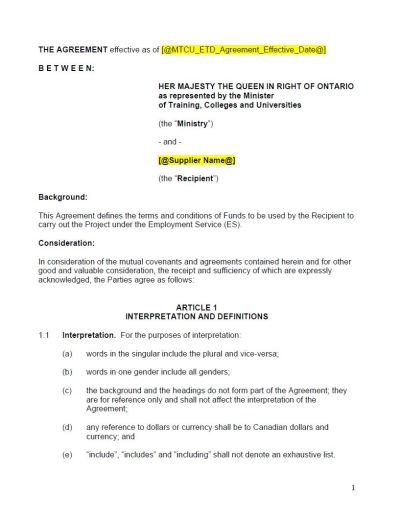 Image of the cover of publication titled  Employment Service (ES) 2014-2015 Service Provider Agreement Template