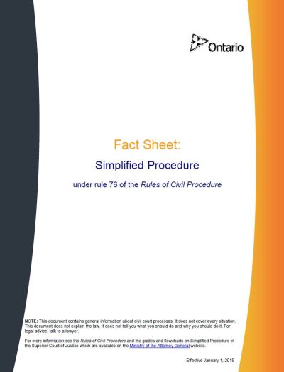 Image of the cover of publication titled  Simplified Procedure under rule 76 of the Rules of Civil Procedure