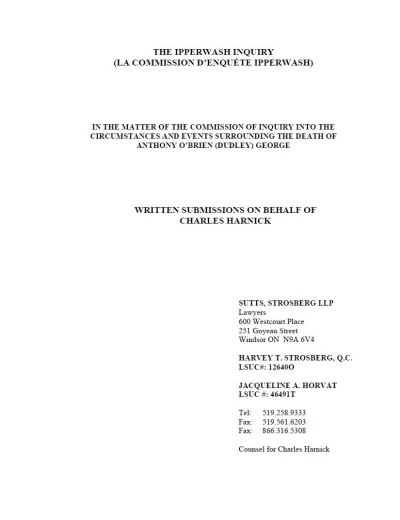 Image of the cover of publication titled  THE IPPERWASH INQUIRY: IN THE MATTER OF THE COMMISSION OF INQUIRY INTO THE CIRCUMSTANCES AND EVENTS SURROUNDING THE DEATH OF ANTHONY O:BRIEN (DUDLEY) GEORGE