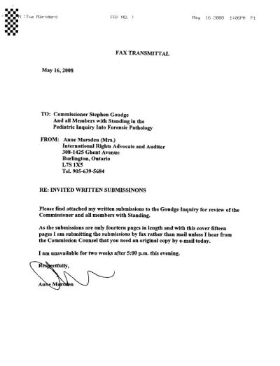 Image of the cover of publication titled  Written Submission