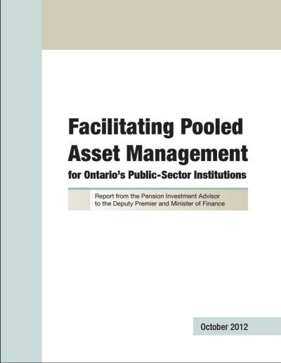 Image of the cover of publication titled  Facilitating Pooled Asset Management - For Ontario