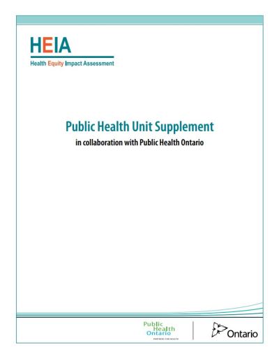 Image of the cover of publication titled  Public Health Unit Supplement in collaboration with Public Health Ontario