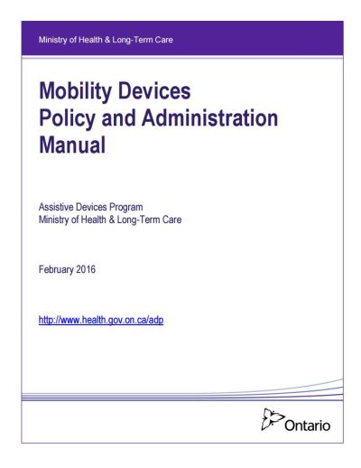 Image of the cover of publication titled  Mobility Devices Policy and Administration Manual
