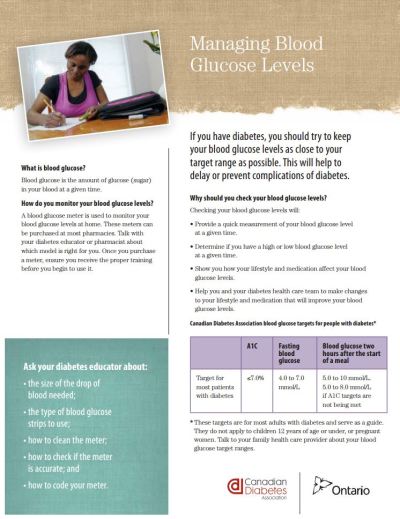 Image of the cover of publication titled  Diabetes - Managing Blood Glucose Levels