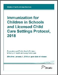 Image of the cover of publication titled  Immunization for Children in Schools and Child Care Centres Protocol 2018