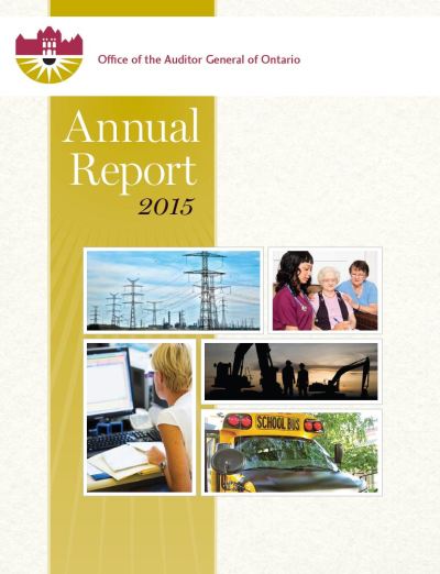 Image of the cover of publication titled  2015 Annual Report Office of the Auditor General of Ontario