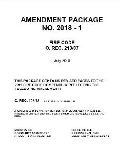 Image of the cover of publication titled 2015 Fire Code Compendium Amendment Package No. 2018-01 (July 2018)