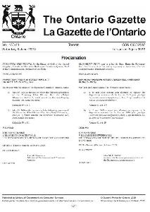 Image of the cover of publication titled Ontario Gazette Vol.153 - 23 - June 6, 2020