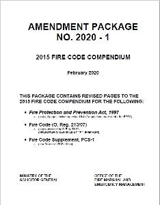 Image of the cover of publication titled 2015 Fire Code Compendium Amendment Package No. 2020-1 February 2020