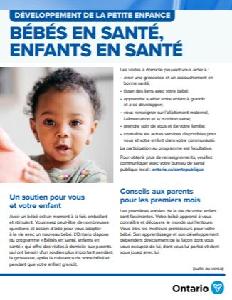 Image de la couverture de la publication intitulée Bébés en santé, enfants en santé