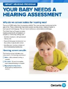 Image of the cover of publication titled Your Baby Needs a Hearing Assessment Fact Sheet