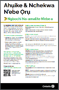 Image de la couverture de la publication intitulée Health & Safety at Work - Prevention Starts Here 2020 (Igbo (Nigerian) Online) 