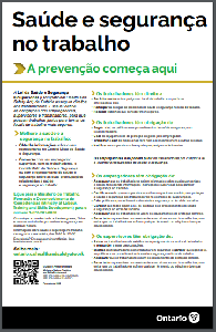 Image of the cover of publication titled Health & Safety at Work - Prevention Starts Here 2020 (Portuguese Online)