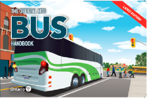 Image of the cover of publication titled  The Official MTO Ontario Bus Handbook (2021)