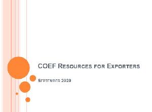 Image of the cover of publication titled COEF resources for exporters