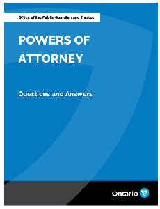 Image of the cover of publication titled Parent Powers of Attorney Q&As - Office of the Public Guardian and Trustee