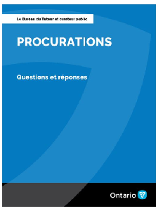 Image of the cover of publication titled Procurations Questions et réponses - Le Bureau du Tuteur et curateur public