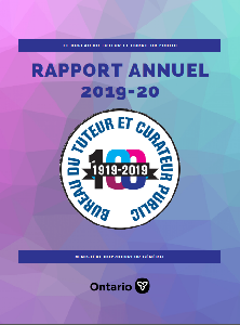 Image of the cover of publication titled LE BUREAUR DU TUTEUR ET CURATEUR PUBLIC RAPPORT ANNUEL 2019-20