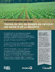 Image of the cover of publication titled Pratiques de gestion optimales – Travail du sol en bandes en Ontario : Les secrets de la réussite