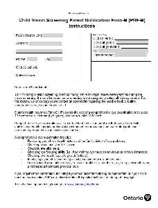 Image of the cover of publication titled Child Vision Screening Parent Notification Form-B (PNF-B) Instructions