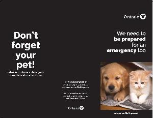 Image of the cover of publication titled   Brochure: Pets and Emergencies – We need to be prepared for an emergency too 2023