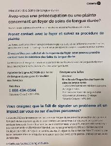 Image of the cover of publication titled  Avez-vous une préoccupation ou une plainte concernant un foyer de soins de longue durée?