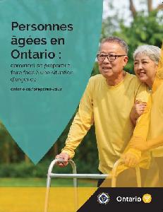 Image of the cover of publication titled  Cahier : Personnes âgées en Ontario – comment se préparer à faire face à une situation d